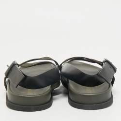 Valentino Black/Green Fabric and Leather VLTN Print Cross Strap Sandals Size 39