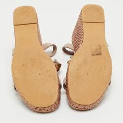 Valentino Beige Suede Roman Stud Platform Wedge Sandals Size 38