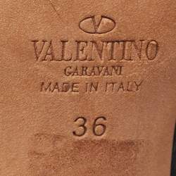 Pre Owned Valentino Black Leather and Lace Fusion Pointed Toe Ankle Length Boots Size 36