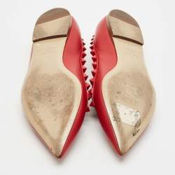 Valentino Red Leather Rockstud Ballet Flats Size 37