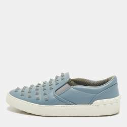 Valentino Light Blue Leather Rockstud Slip On Sneakers Size 39