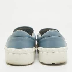 Valentino Light Blue Leather Rockstud Slip On Sneakers Size 39