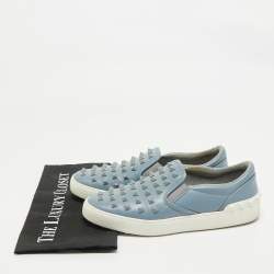 Valentino Light Blue Leather Rockstud Slip On Sneakers Size 39