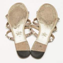 Pre Owned Valentino Dusty Pink Leather Rockstud Flat Slides Size 38