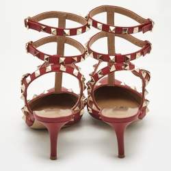 Valentino Red Leather Rockstud Caged Pumps Size 37.5