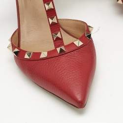 Valentino Red Leather Rockstud Caged Pumps Size 37.5