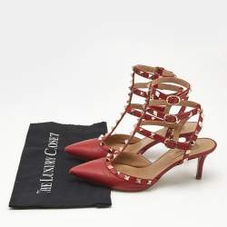 Valentino Red Leather Rockstud Caged Pumps Size 37.5