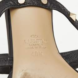 Valentino Black Leather Rockstud Mules Size 40.5
