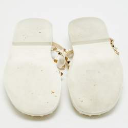 Valentino Cream Leather Rockstud Slingback Sandals Size 40.5