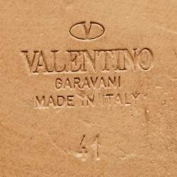 Pre Owned Valentino Beige Raffia Escape VLogo Flat Slides Size 41