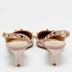 Valentino Pink Leather Rockstud Slingback Pumps Size 39