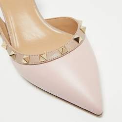 Valentino Pink Leather Rockstud Slingback Pumps Size 39