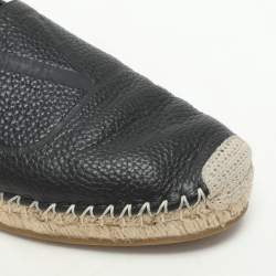 Pre Owned Valentino Black Leather VLogo Espadrille Flats Size 40