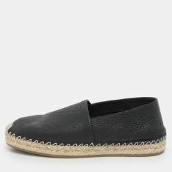 Valentino Black Leather VLogo Espadrille Flats Size 40