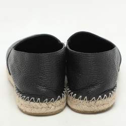 Pre Owned Valentino Black Leather VLogo Espadrille Flats Size 40