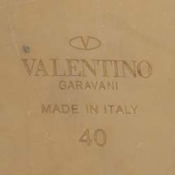 Pre Owned Valentino Black Leather VLogo Espadrille Flats Size 40