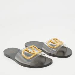 Valentino Transparent PVC VLogo Slide Sandals Size 36
