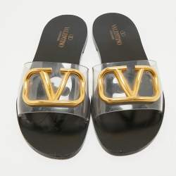 Valentino Transparent PVC VLogo Slide Sandals Size 36