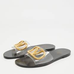 Valentino Transparent PVC VLogo Slide Sandals Size 36