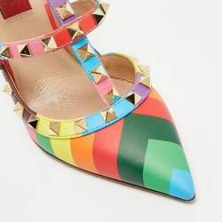 Valentino Multicolor Leather Rockstud Caged Pumps Size 36