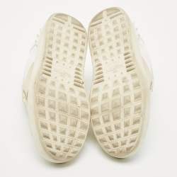 Pre Owned Valentino White/Gold Leather Open Low Top Sneakers Size 36.5