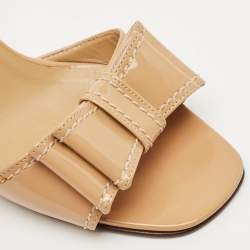 Valentino Beige  Patent Bow Embellished D'orsay Open Toe Pumps Size 35.5