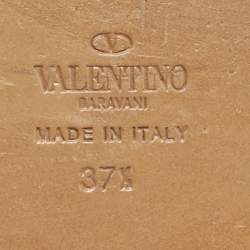 Pre Owned Valentino Black Leather Embellished Thong Flat Sandals Size 37.5