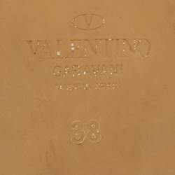 Valentino Cream Leather Rockstud Wedge Sandals Size 38