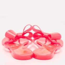 Valentino Red Jelly Bow Accents Slide Flats Size 37