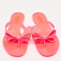 Valentino Red Jelly Bow Accents Slide Flats Size 37