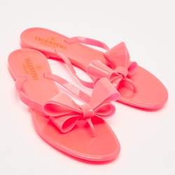 Valentino Red Jelly Bow Accents Slide Flats Size 37
