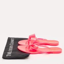 Valentino Red Jelly Bow Accents Slide Flats Size 37