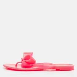 Valentino Red Jelly Bow Accents Slide Flats Size 37