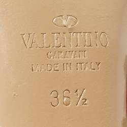 Pre Owned Valentino Red/Beige Patent Leather Rockstud Ankle Strap Pumps Size 36.5