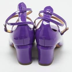 Valentino Purple Patent Leather Tan-Go Block Heel Pumps Size 39.5