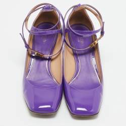 Valentino Purple Patent Leather Tan-Go Block Heel Pumps Size 39.5