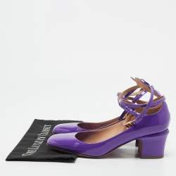 Valentino Purple Patent Leather Tan-Go Block Heel Pumps Size 39.5