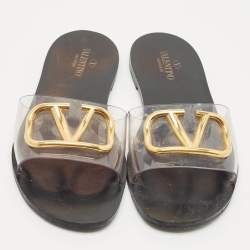 Valentino Transparent PVC VLogo Slide Flats  Size 38.5