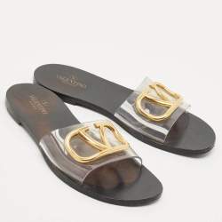 Valentino Transparent PVC VLogo Slide Flats  Size 38.5