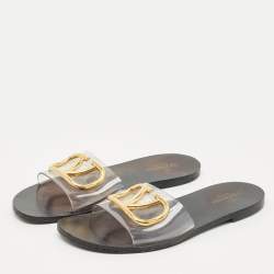 Valentino Transparent PVC VLogo Slide Flats  Size 38.5