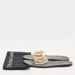 Valentino Transparent PVC VLogo Slide Flats  Size 38.5
