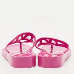 Valentino Pink Jelly Vlogo Thong Flat Sandals Size 37