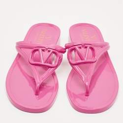Valentino Pink Jelly Vlogo Thong Flat Sandals Size 37