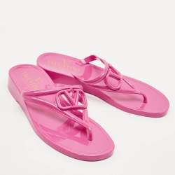 Valentino Pink Jelly Vlogo Thong Flat Sandals Size 37