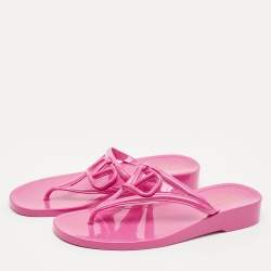 Valentino Pink Jelly Vlogo Thong Flat Sandals Size 37