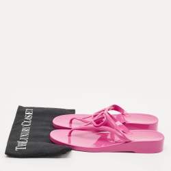 Valentino Pink Jelly Vlogo Thong Flat Sandals Size 37