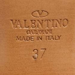 Valentino Brown Canvas and Suede Ankle Strap Sandals Size 37