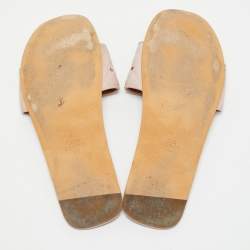 Pre Owned Valentino Light Pink Quilted Leather Rockstud Flat Slide Sandals Size 40