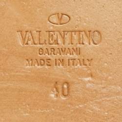 Pre Owned Valentino Light Pink Quilted Leather Rockstud Flat Slide Sandals Size 40