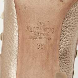 Pre Owned Valentino Metallic Gold Leather Rockstud Pointed Toe Pumps Size 38
